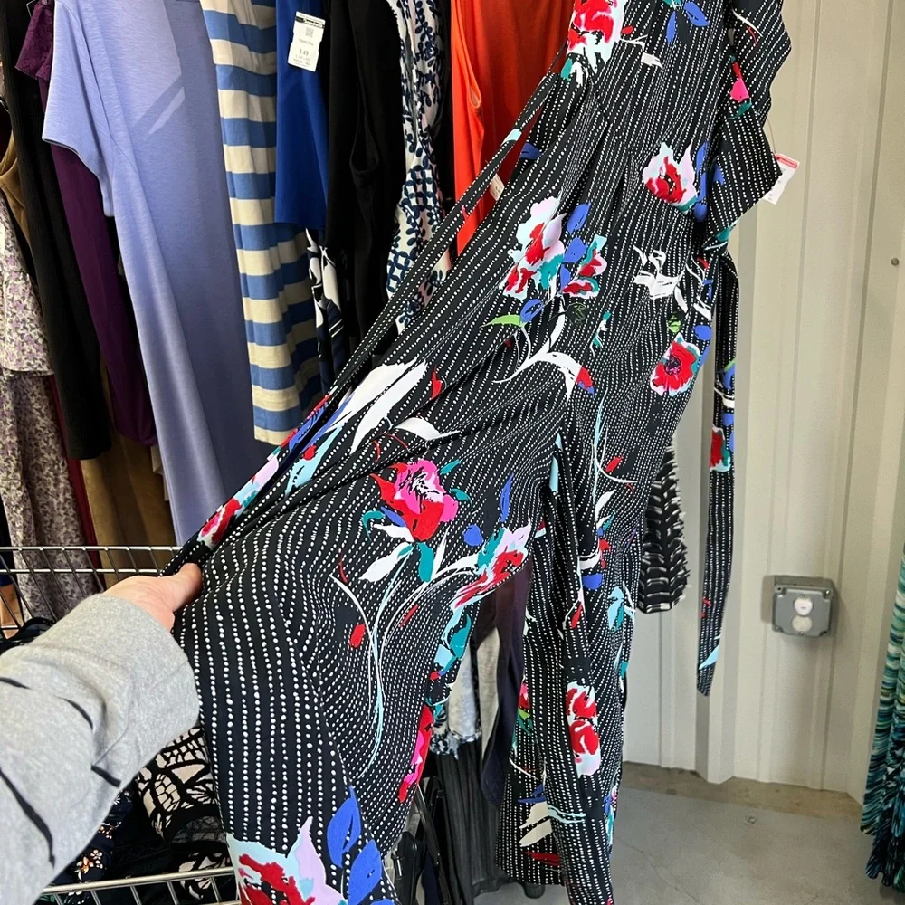 Apt. 9 Black Dress with Red and Pink Floral Accents - Picture 3 of 4